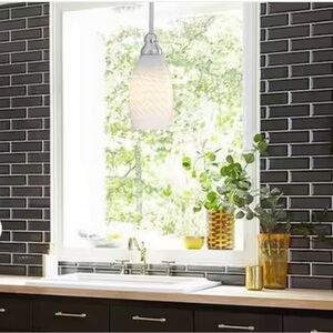 Handblown Long Neckless Glass
Shade, Lunar Weave, NEW Set of Two